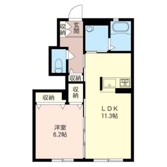 シャコンヌ(1LDK/1階)の間取り写真