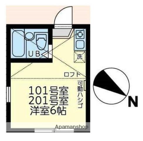 ユナイト上町ヘルマンミュラー(ワンルーム/2階)の間取り写真