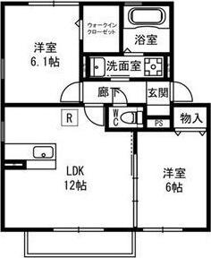 メゾンソレイユA(2LDK/1階)の間取り写真