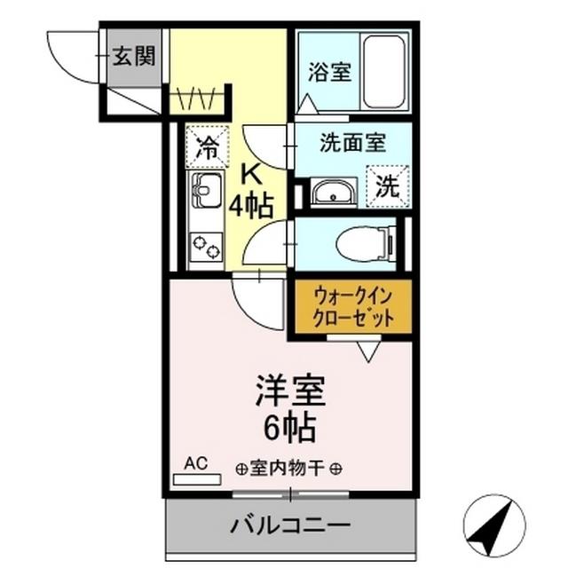 ジュネス東静岡(1K/3階)の間取り写真