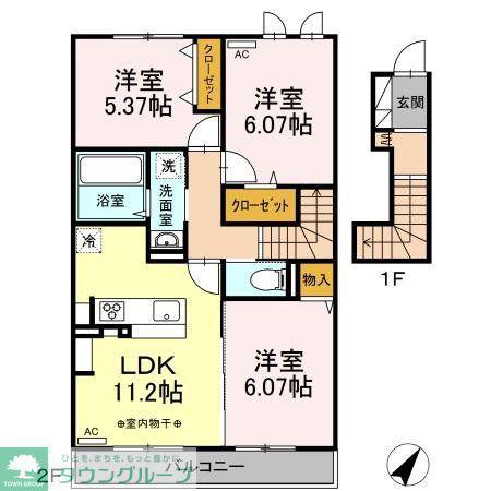 コンフォート(3LDK/2階)の間取り写真
