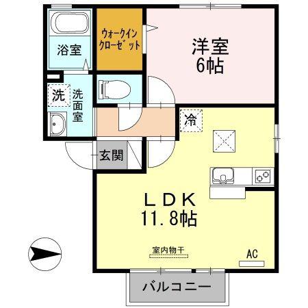ルピナ B棟(1LDK/1階)の間取り写真