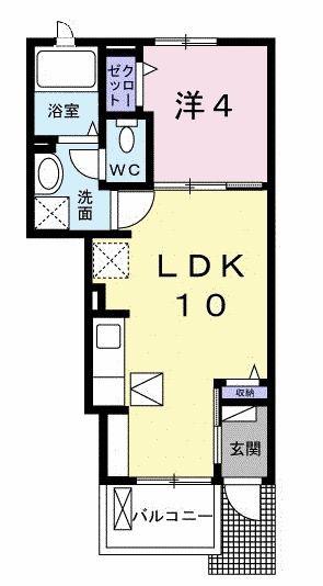 テェーニメント・富岳(1LDK/1階)の間取り写真