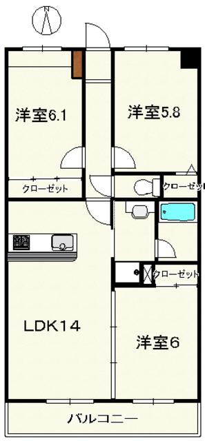 東急田園都市線 たまプラーザ駅 徒歩7分 4階建 築17年(3LDK/4階)の間取り写真