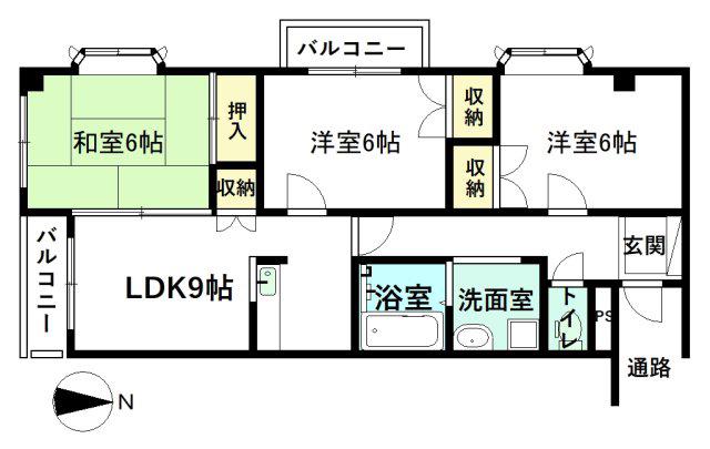 グリーンピュア(3LDK/2階)の間取り写真