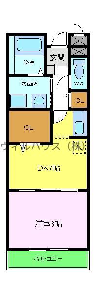 シェアーイースト(1DK/1階)の間取り写真