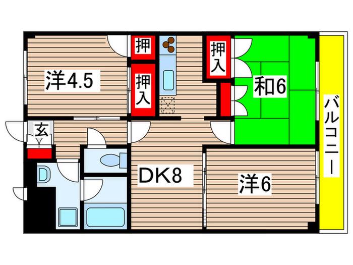グランドウィンズII(3DK/5階)の間取り写真