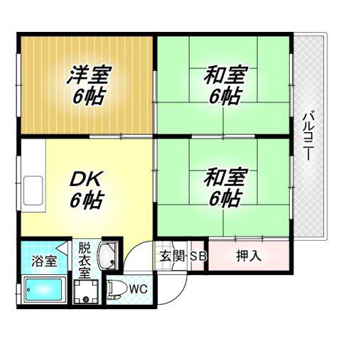 ビバーグ(3DK/1階)の間取り写真