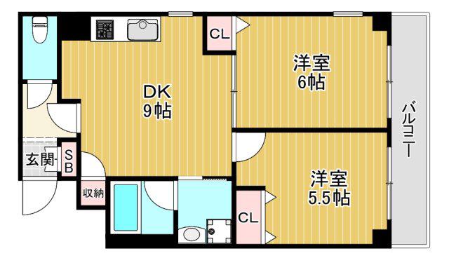 アドバンス松田III番館(2DK/2階)の間取り写真