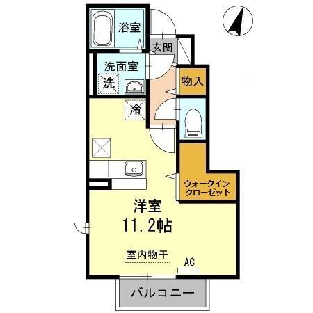 エレガンス中ノ島 B棟(ワンルーム/1階)の間取り写真
