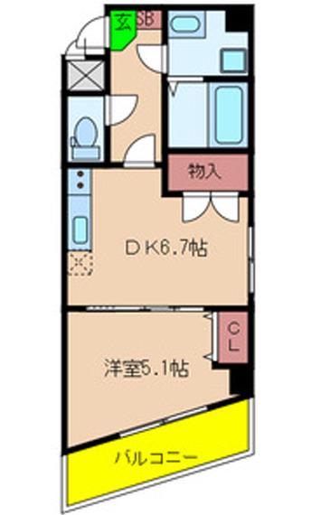 クリア天王寺東(1DK/8階)の間取り写真