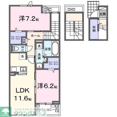 フォンド(2LDK/3階)の間取り写真
