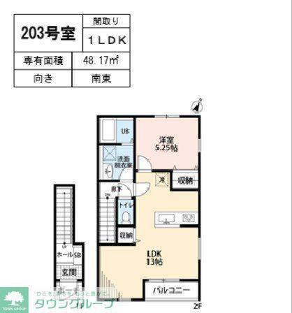 リーブルファイン愛宕駅前II(1LDK/2階)の間取り写真