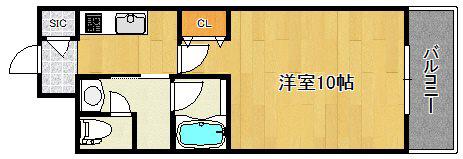 BUENA万代1丁目(1K/4階)の間取り写真