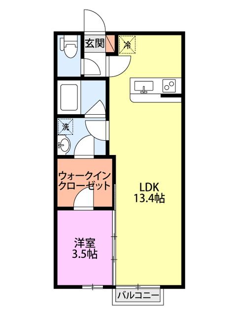 サンライズ(1LDK/2階)の間取り写真