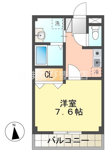 ヴェント KAMIYA(1K/1階)の間取り写真