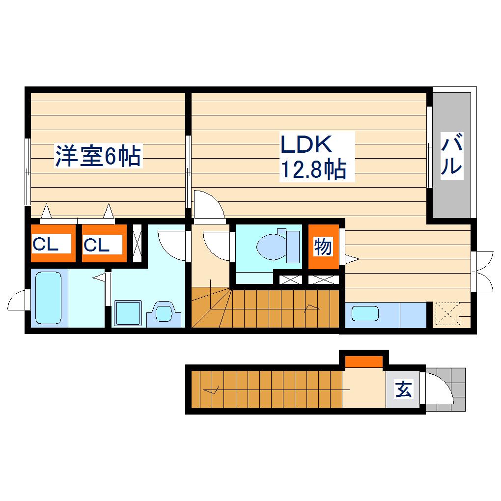 ドラゴン フラワー(1LDK/2階)の間取り写真