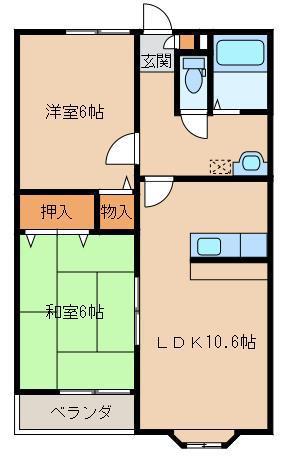 ウエスタンシティ6(2LDK/2階)の間取り写真