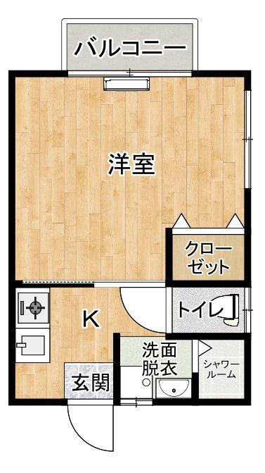 アミティーK(1K/1階)の間取り写真