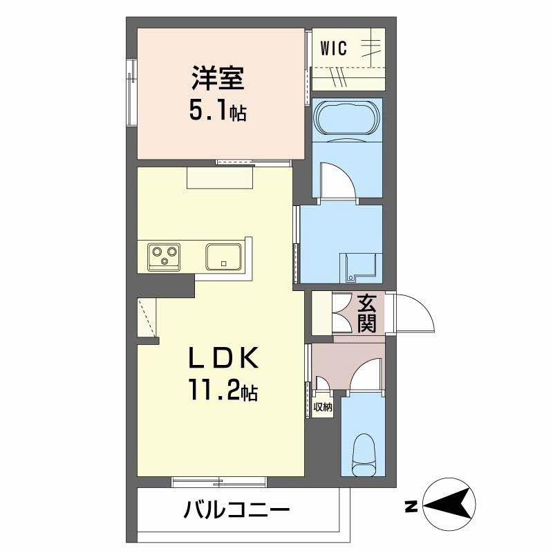 カワセミカーサ(1LDK/2階)の間取り写真