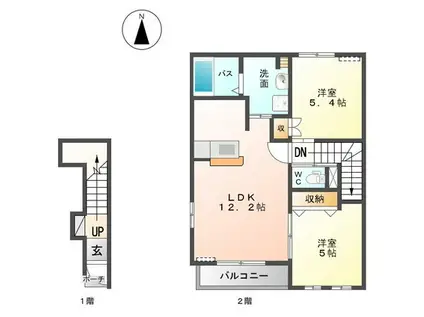 サンライズM(2LDK/2階)の間取り写真