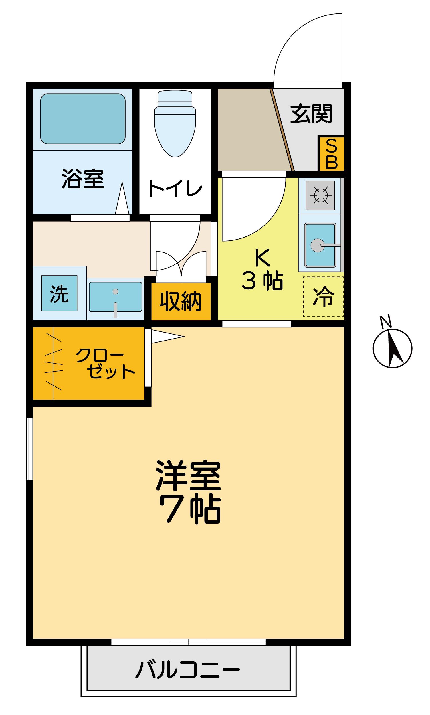 フォレスト(1K/1階)の間取り写真
