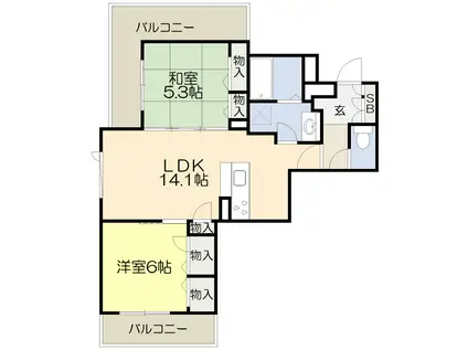 VINCULUM AK(2LDK/3階)の間取り写真
