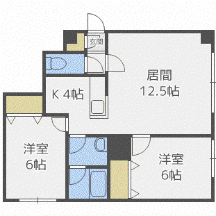 グランデージ65(2LDK/3階)の間取り写真