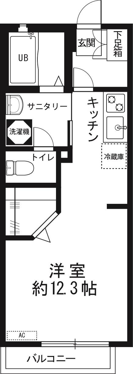ガーデンヒルズI(1K/2階)の間取り写真