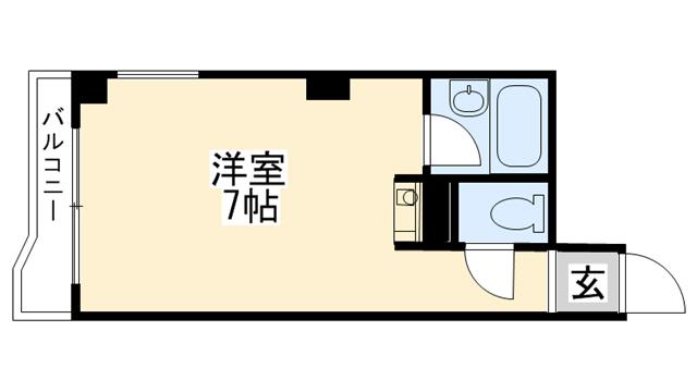 浦風若草ハイツ(ワンルーム/1階)の間取り写真