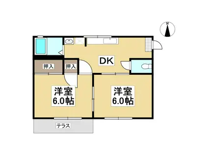 本町ニューハイツ(2K/1階)の間取り写真