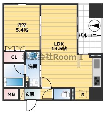 リーガル南久宝寺II(1LDK/6階)の間取り写真
