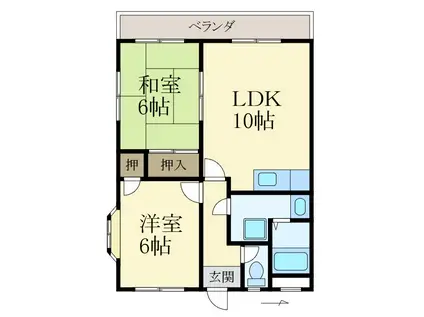 メゾン金池(2LDK/2階)の間取り写真