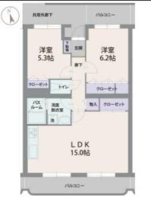シレンシオパティオ(2LDK/4階)の間取り写真