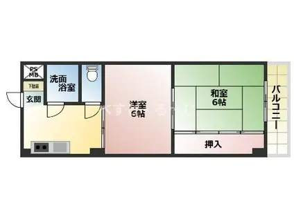 第61川辺ビル(2DK/4階)の間取り写真