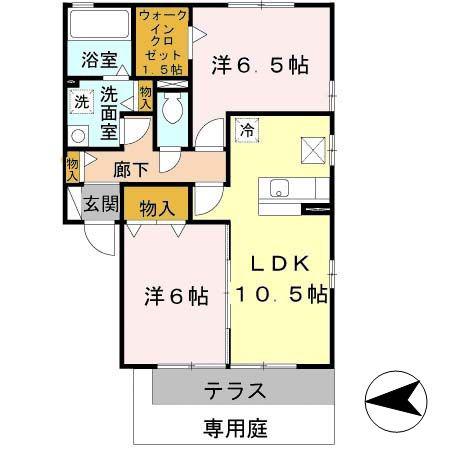 ラフィエール(2LDK/1階)の間取り写真