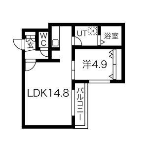 ZABO HILLS KITAMARUYAMA(1LDK/1階)の間取り写真