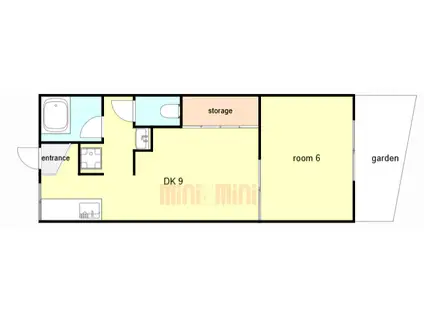 長谷ハイツ(1DK/1階)の間取り写真