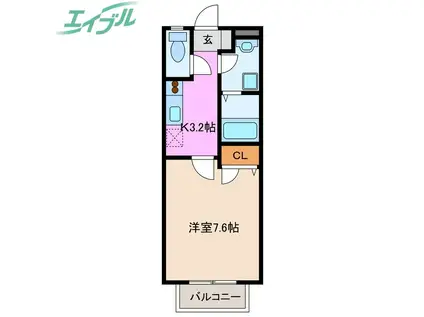 グリーンタウン参番館(1K/2階)の間取り写真