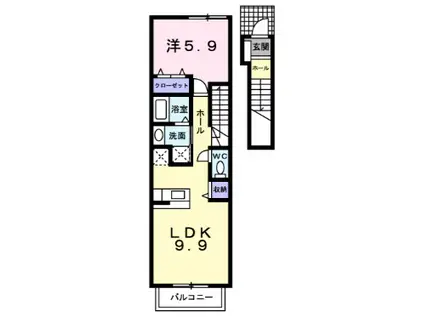 パークハイグランドIV(1LDK/2階)の間取り写真