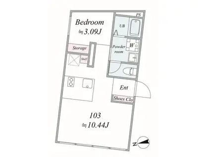 THE TRIAS ROKAKOEN(1LDK/1階)の間取り写真