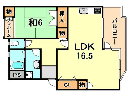 霞ヶ丘マンション(1LDK/4階)の間取り写真