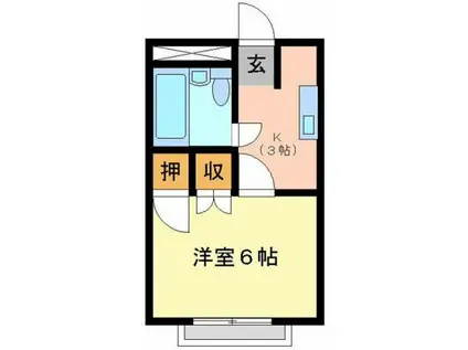 カレッヂ1(1K/1階)の間取り写真