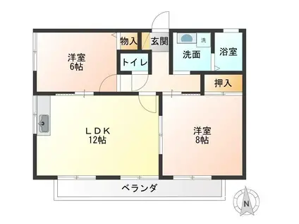 CREEKSIDE BLANC(2LDK/2階)の間取り写真