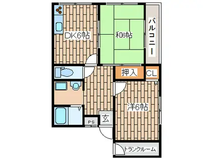 メープルハイツ(2DK/3階)の間取り写真