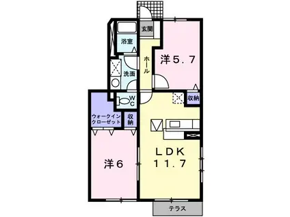 クレストール保美(2LDK/1階)の間取り写真