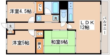 グリーンゲート清玄(3LDK/3階)の間取り写真