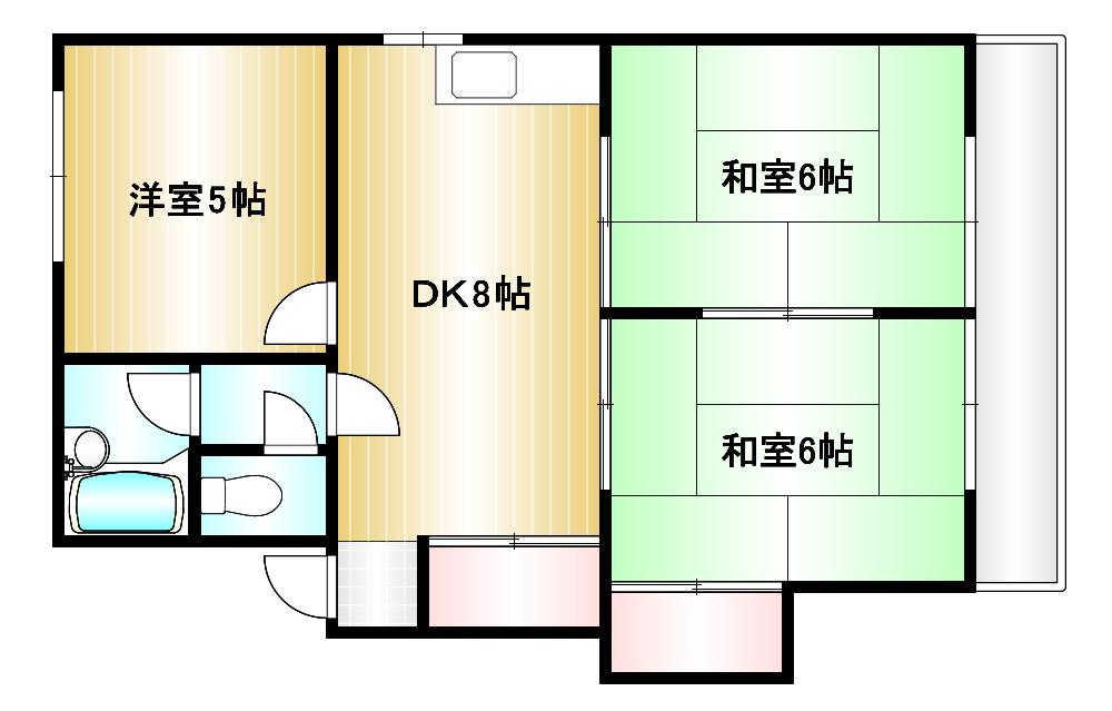 コーポ守安(3DK/2階)の間取り写真