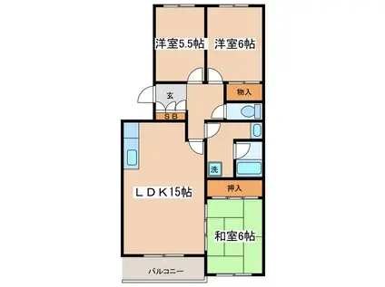 パシフィックマンションりんこう I号棟(3LDK/3階)の間取り写真