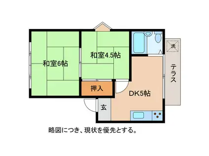 西中野モダンテラス(2DK/1階)の間取り写真